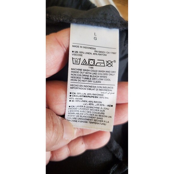 Old Navy Linen Pants High Rise Wide Leg Straight Comfort Waist Rayon Black Sz L - Picture 6 of 16